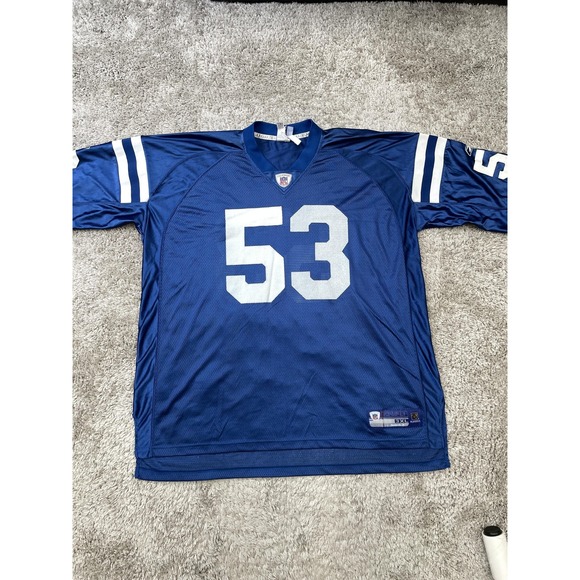 NFL Football Jersey Mens 3XL Blue 53 Reebok Equipment On Field Custom Name - Picture 1 of 12